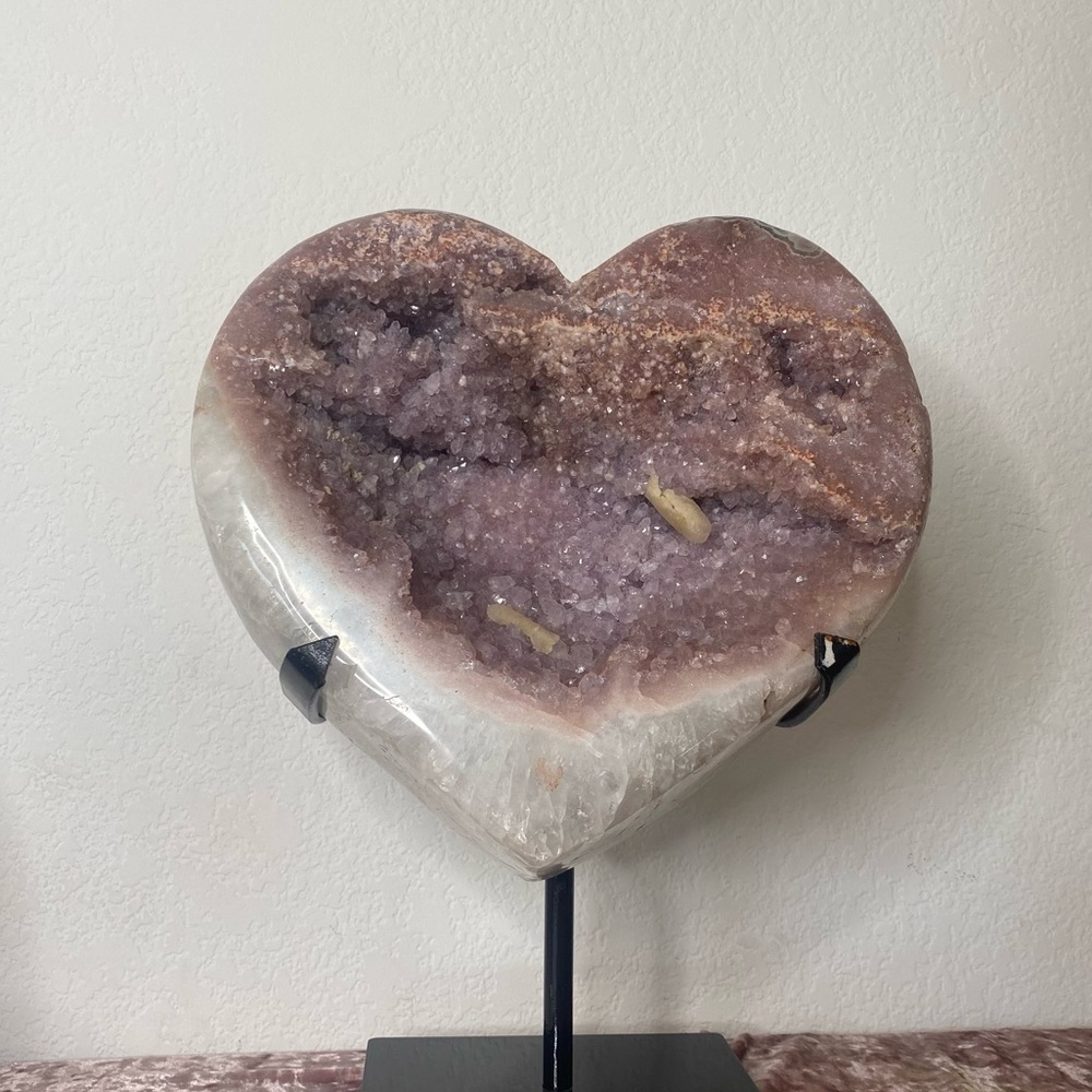 Pink Amethyst Large Heart with Calcite 💜🌸💜  
PAH01